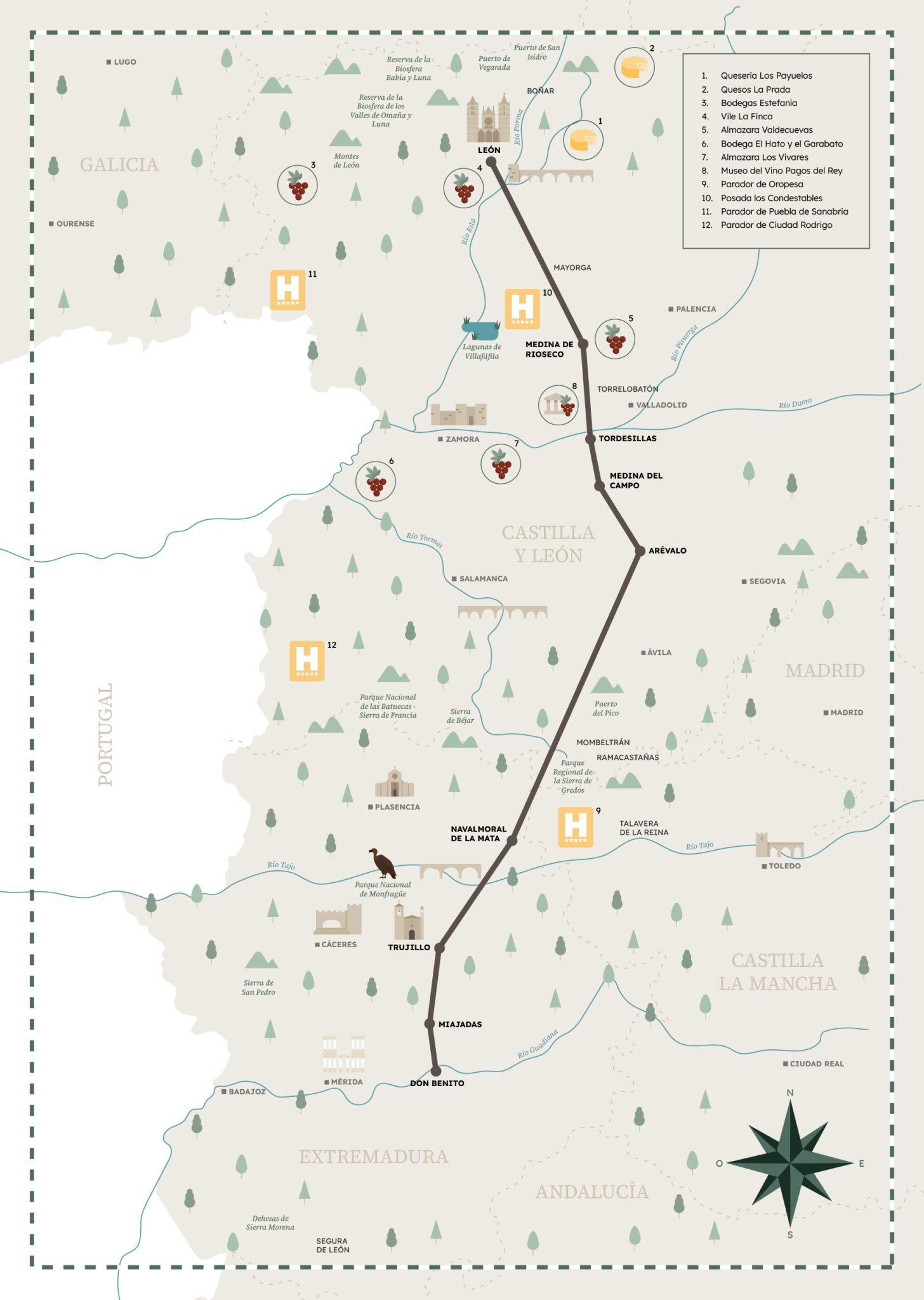 Mapa ilustrado de la Cañada Real Leonesa Occidental