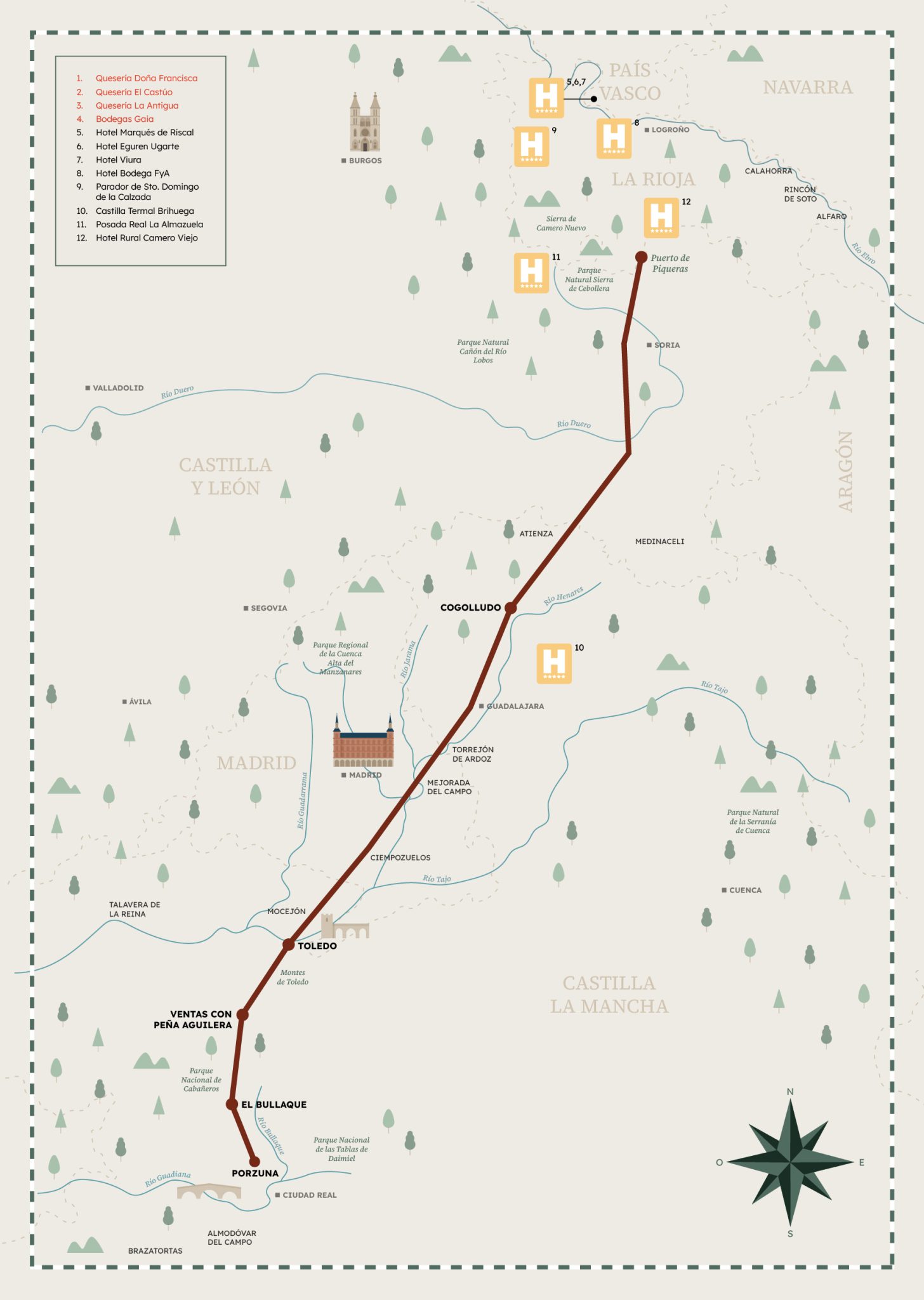 Mapa ilustrado de la Cañada Real Riojana